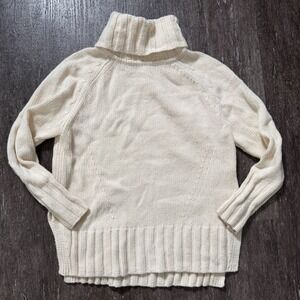 REISS Cream Wool Cashmere Blend Turtleneck Sweater Womens Medium Split Side Hem